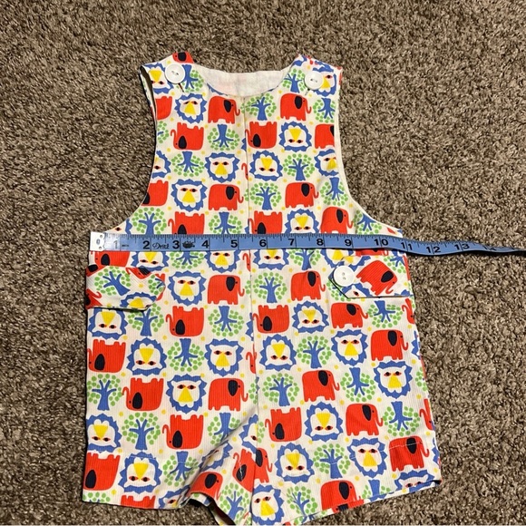 Vtg 60s Goodlord Tailored short overalls Elephant Red white blue 12M - Picture 7 of 7